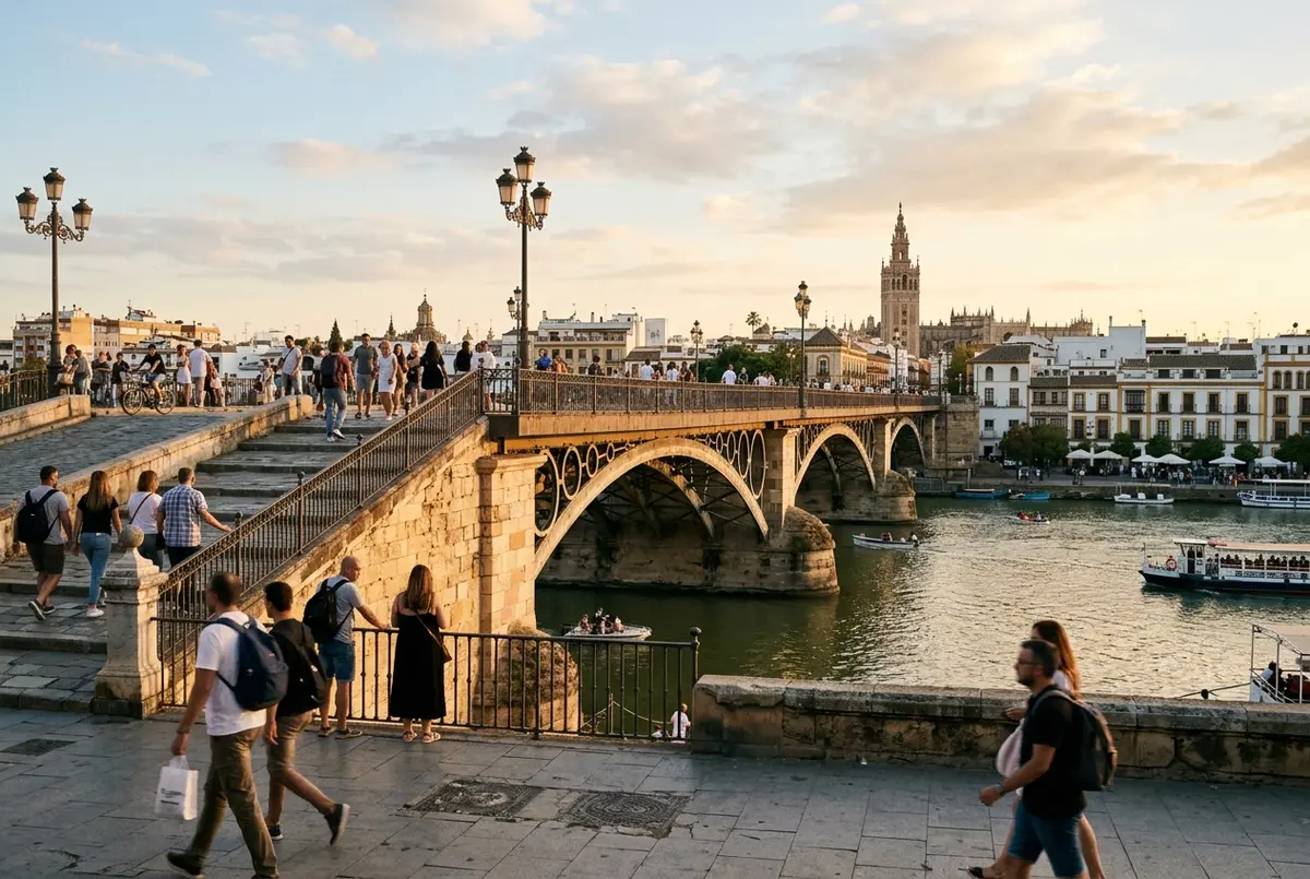 triana bridge seville, editorial travel scene in Seville